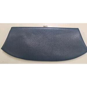 Vintage 60s Black Vinyl Curved Structured Clutch Purse Gold Frame Evening Bag